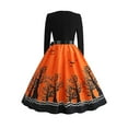 thumbnail image 2 of ORQ Women Halloween Long Sleeve Lace Up Bowknot Party A-Line Dress, 2 of 3