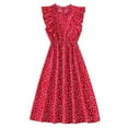 thumbnail image 1 of Leutsin Robe d'Été Décontractée pour Femme Grande Taille, Col en V, Manches Courtes, Imprimée, Longueur Genou, pour la Plage, 1 of 8