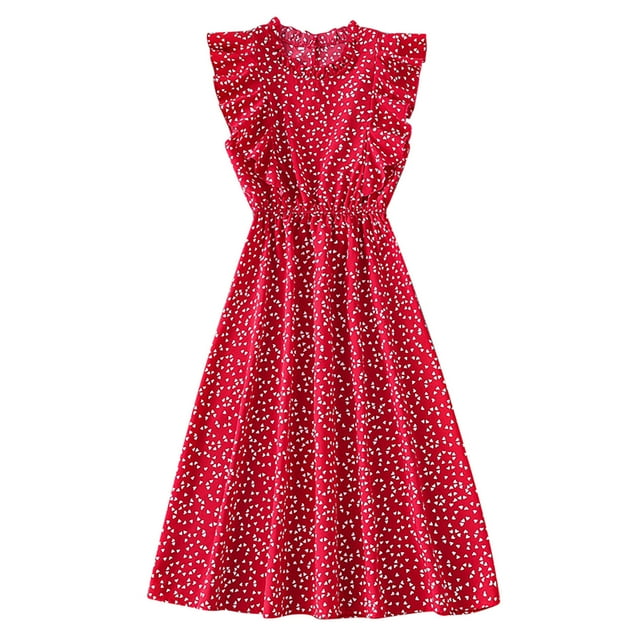Leutsin Robe d'Été Décontractée pour Femme Grande Taille, Col en V, Manches Courtes, Imprimée, Longueur Genou, pour la Plage