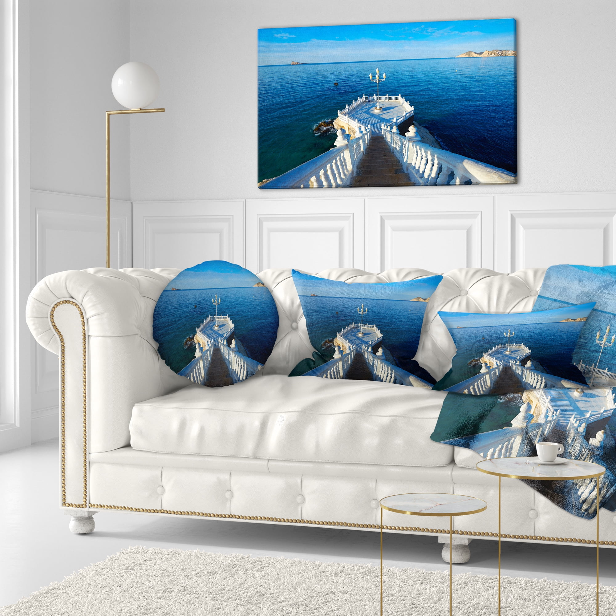 Designart Benidorm Mirador Del Castillo Lookout Point - Seascape Throw Pillow - 12x20