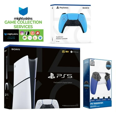 Sony PlayStation 5 Slim Digital with Extra Starlight Blue Controller, Trigger Stop Kit and MightySkins Game Pack Code