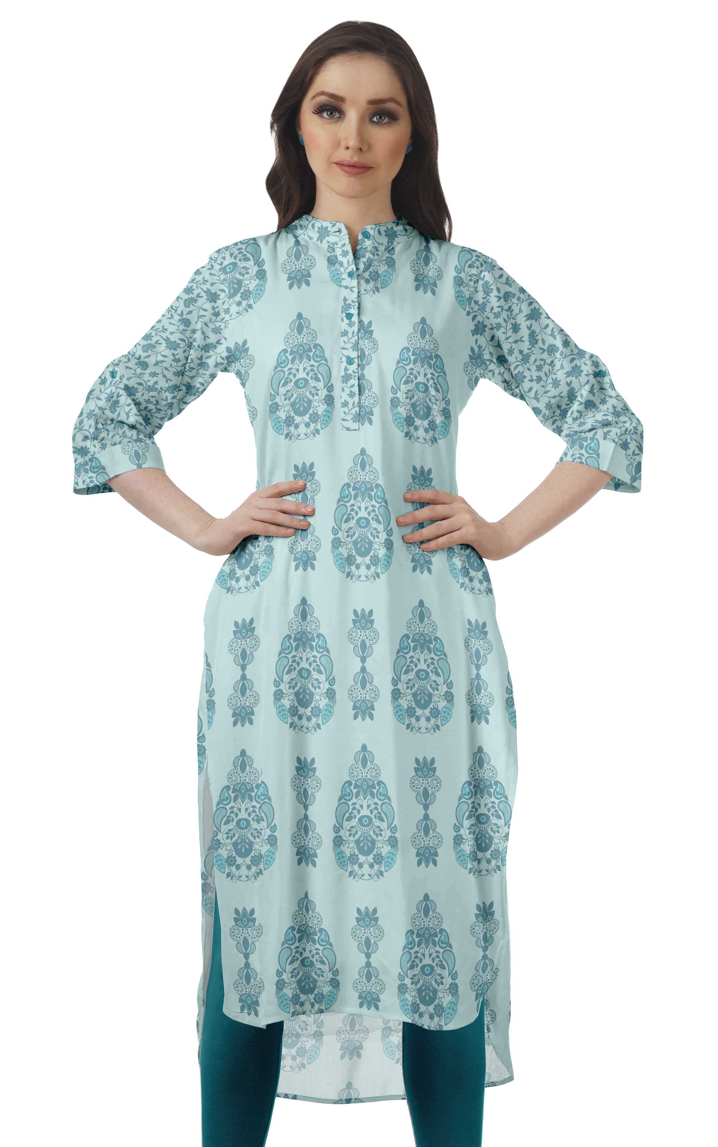 Sea Green Printed Organza Kurti with Straight Pants at Rs 3499.00 | Kurti  Pant Set | ID: 2851639834548