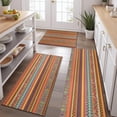 thumbnail image 2 of Orange Ethnic Stripe Pattern Kitchen Rugs Sets Of 3,Kitchen Runner Rugs Non Skid Washable,Decorative Kitchen Floor Mats for Kitchen,Sink,Laundry,17"x30"+ 17"x47" + 17"x59", 2 of 6