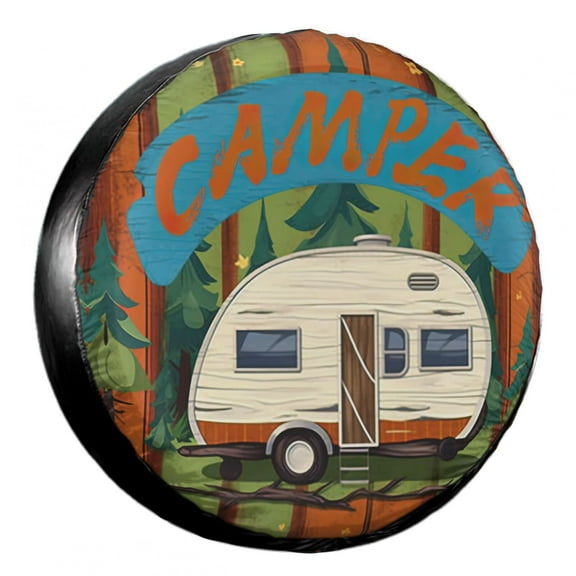 KAKALAD Camper Happy 01 Spare Tire Cover Weatherproof Universal Accessories 14 Inch