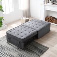 thumbnail image 5 of 3 in 1 Folding Faux Leather Ottoman Sofa Bed, Convertible Sectional Sleeper Sofa with Pillow, Armless Modular Sofa Bed for Living Room,Small Space,Apartment, 5 of 9
