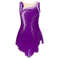 thumbnail image 3 of Aislor Women's Sleeveless Rhythmic Gymnastics Leotard Rhinestone Competition Acrobattics Bodysuit Purple L, 3 of 7