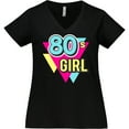 thumbnail image 3 of Inktastic Vibrant Colors 80s Girl Women's Plus Size V-Neck T-Shirt, 3 of 5