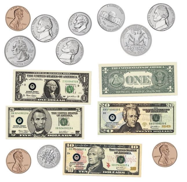 Learning Resources Double-Sided Magnetic American Money, 45 Pieces