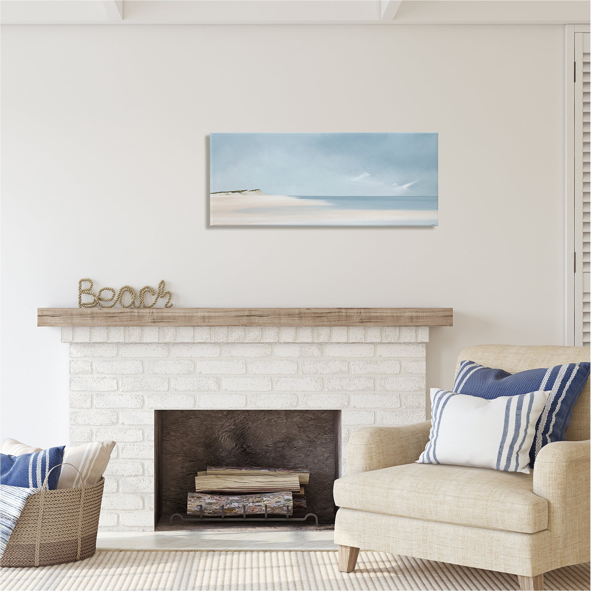 Stupell Industries Summer Shore Landscape Landscape Painting Gallery Wrapped Canvas Art Print Wall Art, 40 x 17