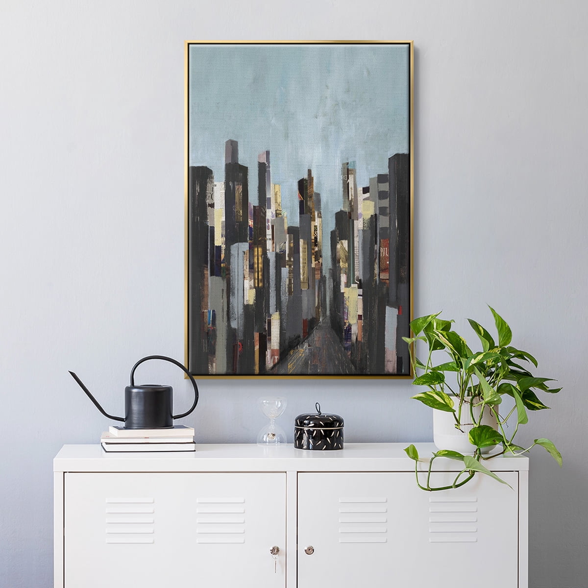 City Beat Framed Premium Gallery Wrapped Canvas - Ready to Hang - 25 x 37 - Gold Floating Frame