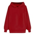 thumbnail image 6 of IROINNID Hoodie for Women Oversized Solid All-match Pullover Long Sleeve Loose Fit Plain Classic Sweatshirt Basic Tops,Red, 6 of 7