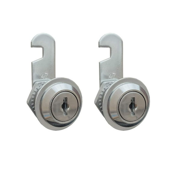 VictorsHome Cam Lock for Cabinet Drawer - 20mm Cylinder Length, Fits for 1/2 Inch Max. Panel Thickness, Chrome Finish, Keyed Alike, 2 Pack