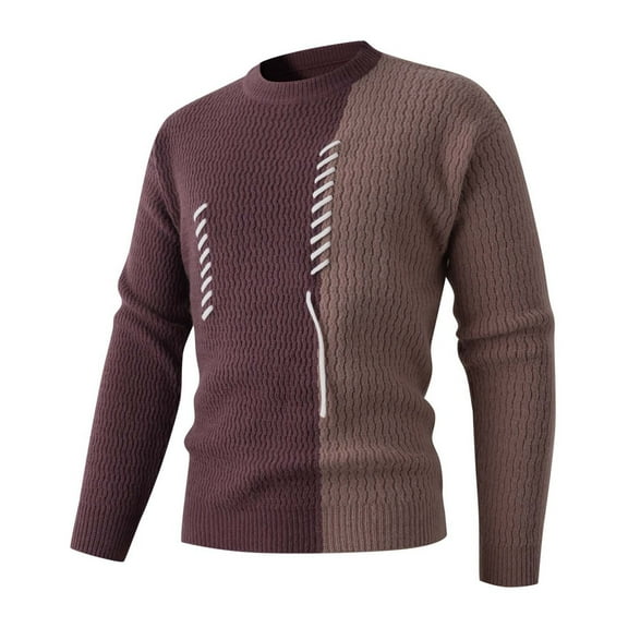 Yusimy Men's Striped Knit Sweater Oversized Comfort Round Neck Casual Pullover Urban Style