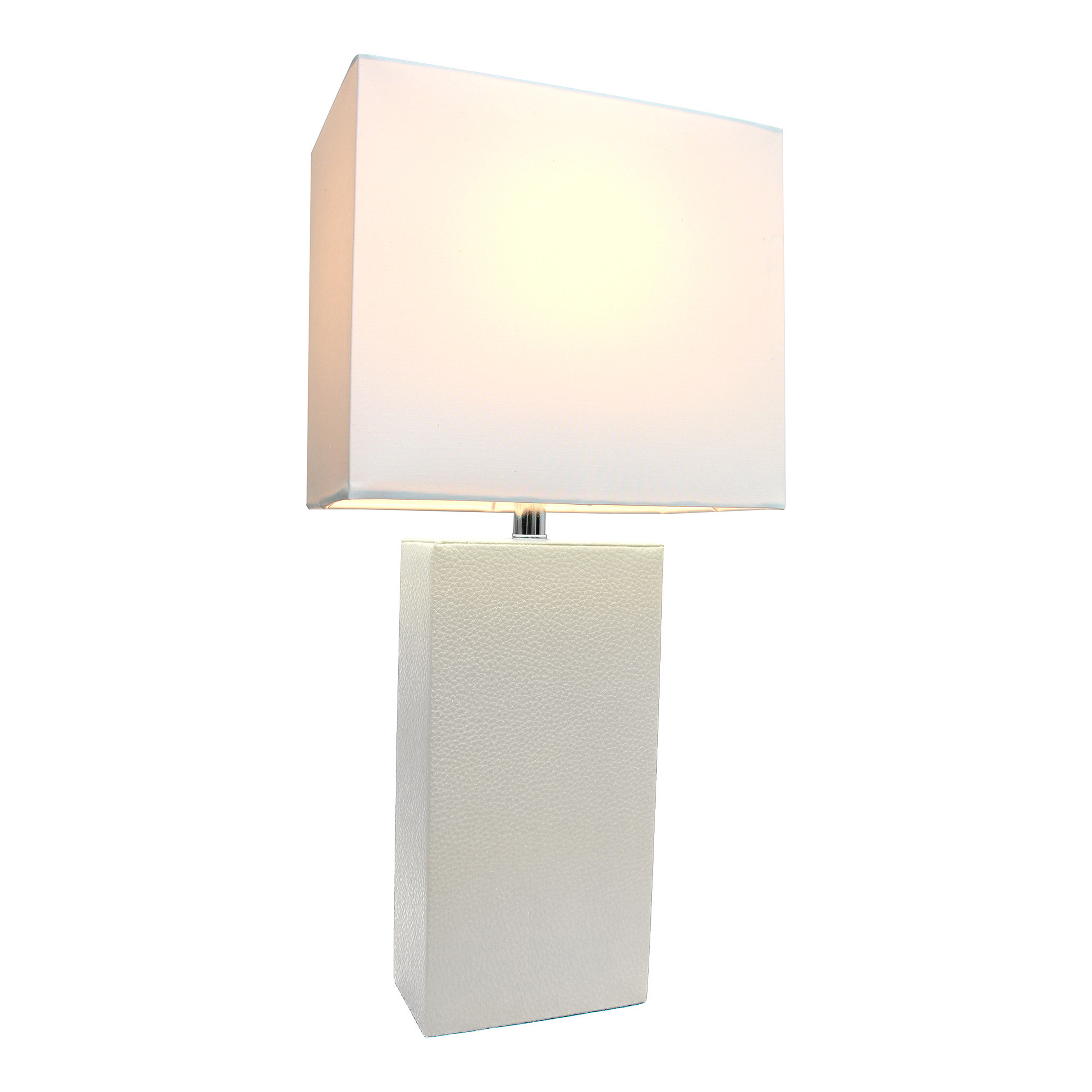 Elegant Designs Modern Leather Table Lamp with White Fabric Shade ...