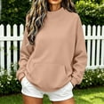 thumbnail image 2 of Mockneck Sweatshirt Women Oversized Turtleneck 2026 | Lightweight Long Sleeve Pullover No Hood Casual Style Khaki 2XL, 2 of 6
