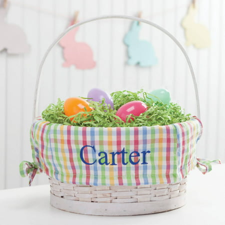 Personalized Easter Basket with Plaid Liner