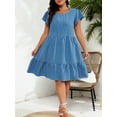 thumbnail image 4 of Musefolio Womens Plus Size A-Line Dress Casual Loose Tiered Ruffle Hem Babydoll Dress 1X-4X, 4 of 4
