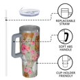 thumbnail image 4 of OBREWU Pomeranian Dog and Flower Floral Tumbler with Handle and Lid,Pomeranian Dog and Flower Floral 40oz Double Wall Vacuum Insulated Tumbler,Cups Gift for Women and Men, 4 of 7