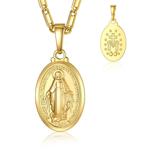 KeyStyle Virgin Mary Necklace for Women Catholic Christian Necklaces Lady of Guadalupe Miraculous Mary Medal Religious Valentine's Day Gifts Birthday Christmas Jewelry