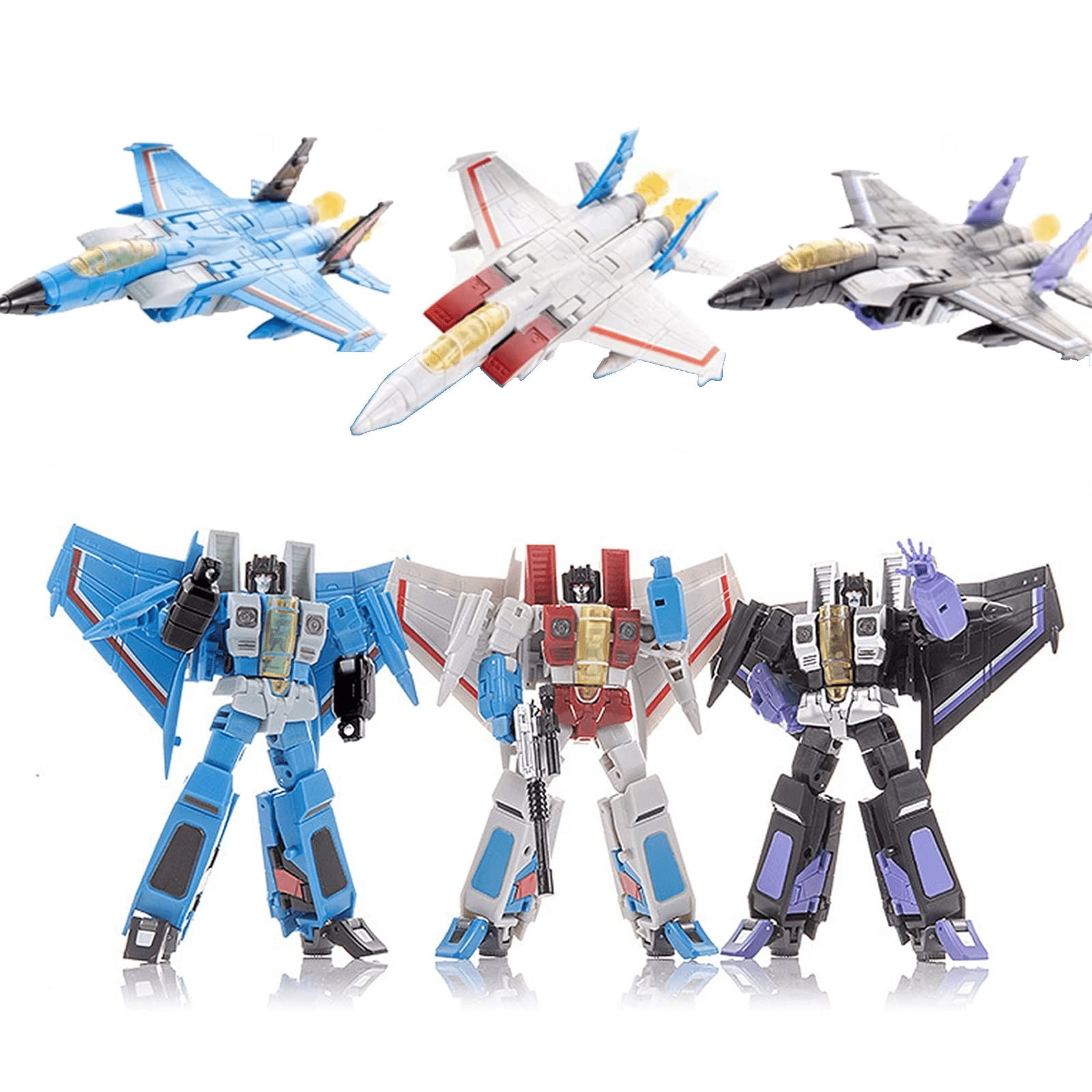 Single Color Flying Squad Deformation Robot Set Starscream Thundercracker Skywarp F15 Jet