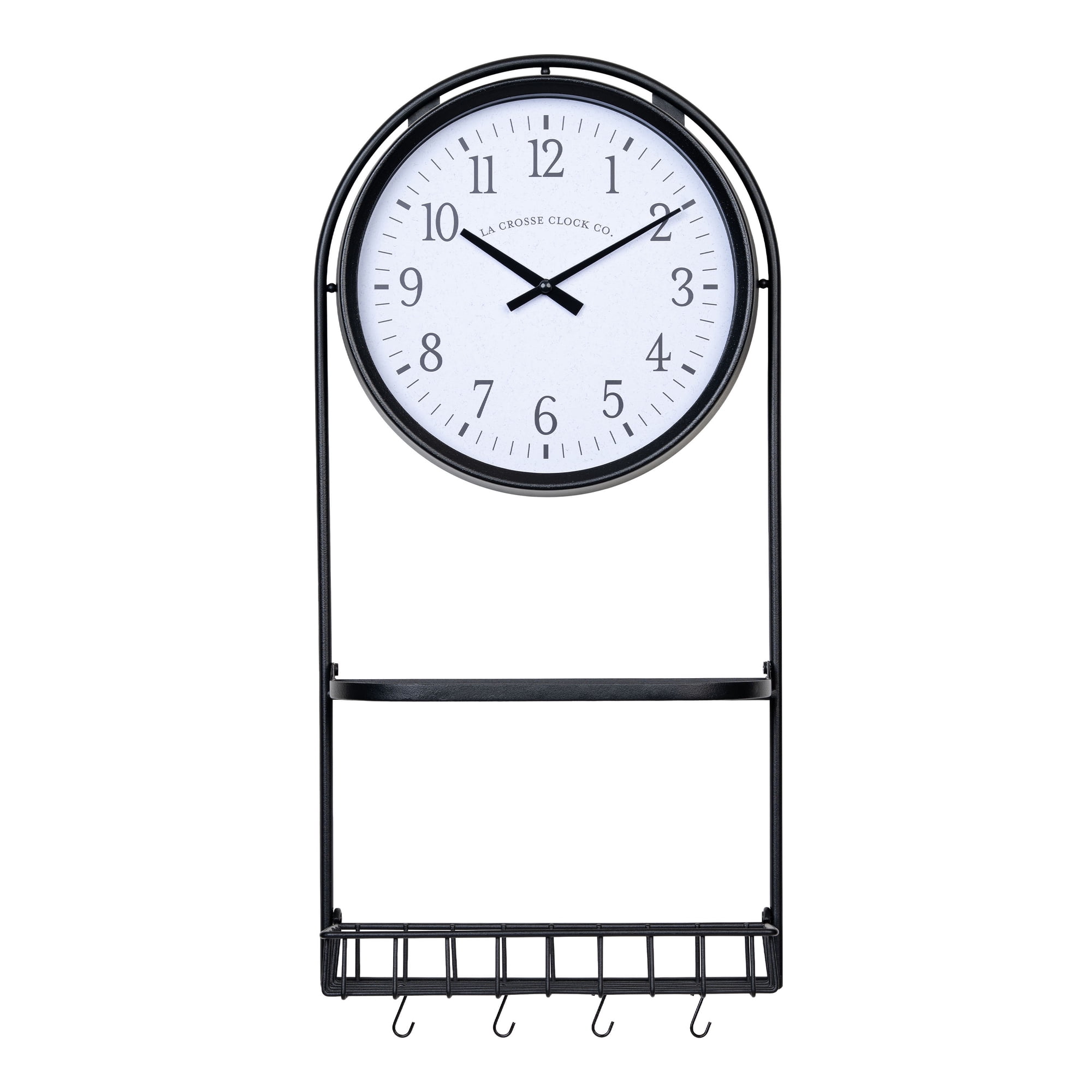 Depot Metal Quartz Wall Clock with Basket and Shelf, 404-3022