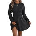 thumbnail image 3 of Women'S Fall Long Sleeve Mock Neck Sweater Dress Casual Loose Ribbed Knit Mini Short Pullover Dresses Black M, 3 of 9