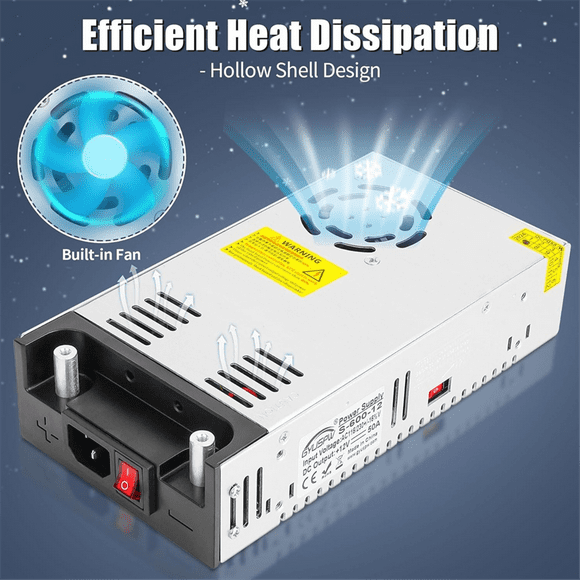 DC 12V 50A 600W Switching Power Adapter Set,Switching Converter 110 AC to 12 Volt DC Converter for Electronic US Plug