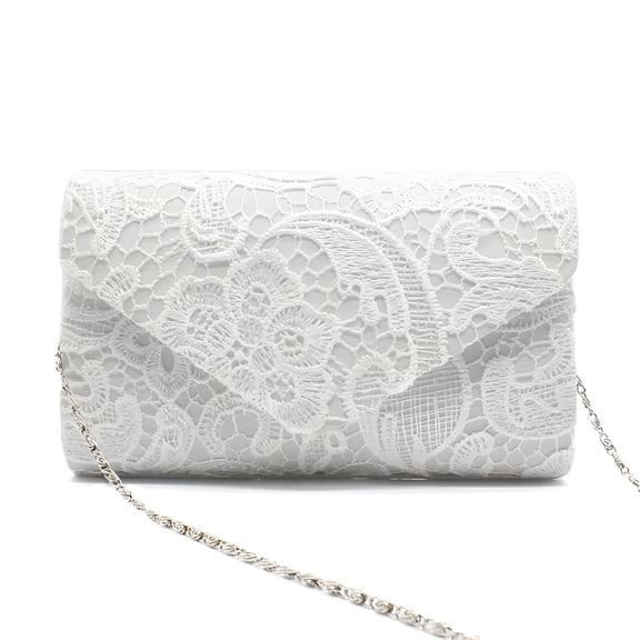 GASTROPOD Clutch Purse for Women Elegant Floral Lace Envelope Handbag Wedding Evening Bag, White Clutch Purses for Women