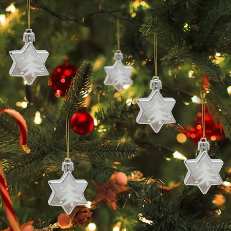 

Pgeraug Decorative pendant Christmas Ball Painted Six Pointed Star Shaped Ball Christmas Pendant Christmas Decoration Props Christmas Holiday Decoration A Box Of 5 Pieces Hangs Silver