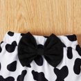 thumbnail image 6 of IBTOM CASTLE Newborn Baby Girls Casual Clothes Ruffles Sleeve Romper + Fruit Floral Bottoms Shorts + Headband 3PCS Summer Birthday Outfits 0-3 Months Cow, 6 of 8