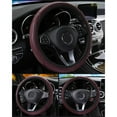 thumbnail image 2 of Car Anti-slip Embossed Leather Steering Wheel Cover Elastic Four Season Vintage, 2 of 9