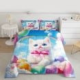 thumbnail image 2 of Castle Fairy Kawaii Bow Cat Girl Twin Comforter Sets,Happy Easter Eggs Bedding Set, 2 of 8