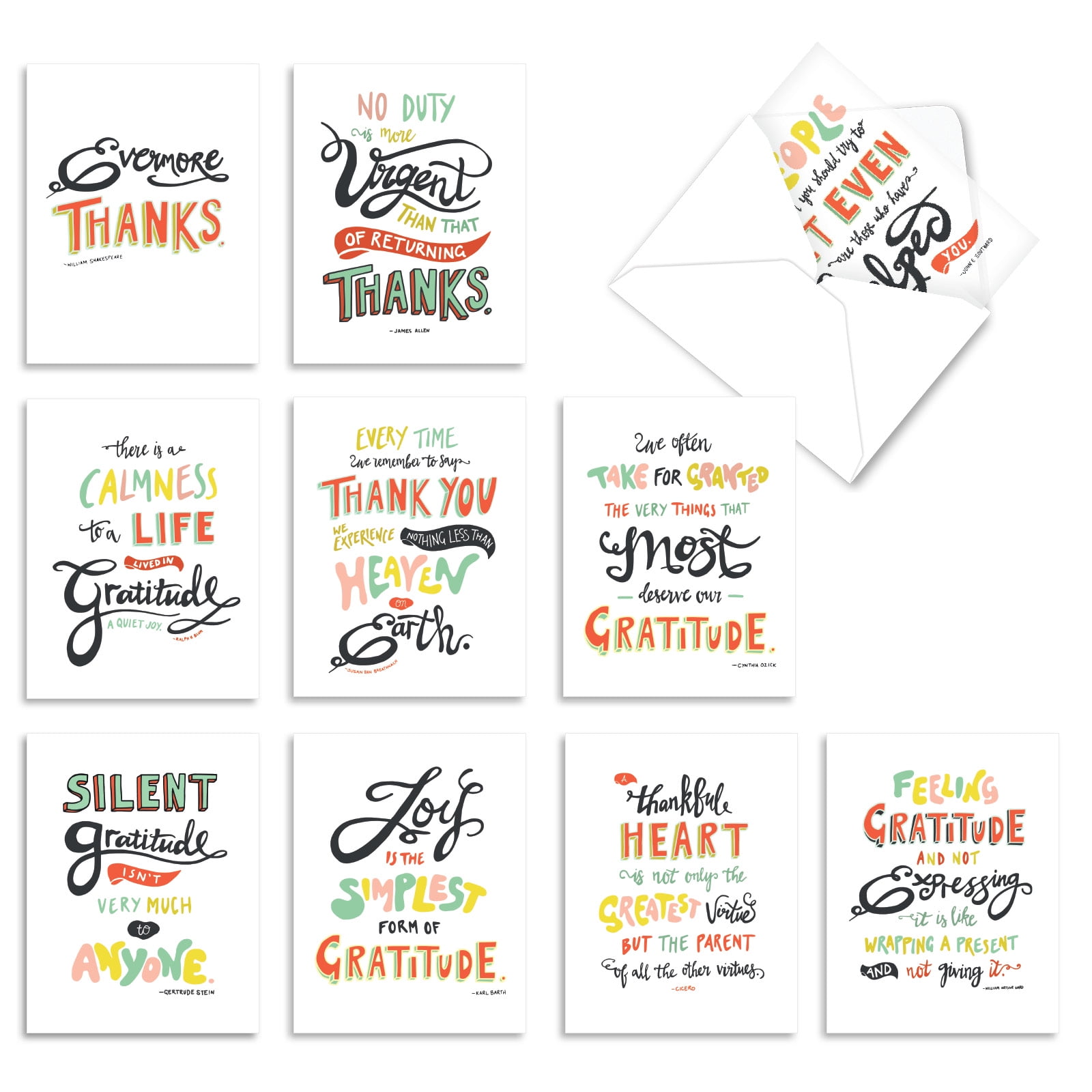 10 Thank You Note Cards Boxed (4 x 5.12 Inch) - WORDS OF APPRECIATION M9633TYG