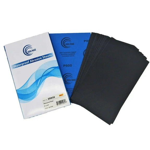 Aqua Maxx Wet or Dry Sandpaper Finishing Sheets 9x5 inch - 800 GRIT - Box of 50
