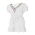 thumbnail image 3 of PENGXIANG Femmes Été Casual Manches Courtes V Cou une Robe Doublée Patchwork Robe Courte, 3 of 5
