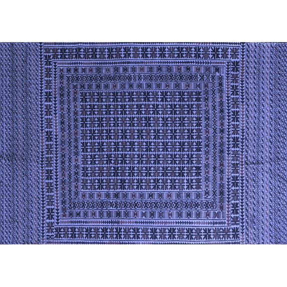 Ahgly Company Machine Washable Indoor Rectangle Persian Blue Traditional Area Rugs, 7' x 10'