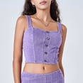 thumbnail image 6 of vigerkar Womens Denim Stretchy Vest Square Neck Sleeveless Tight Causal Basic Jean Tank Tops Summer Trendy (Light Purple, S), 6 of 7
