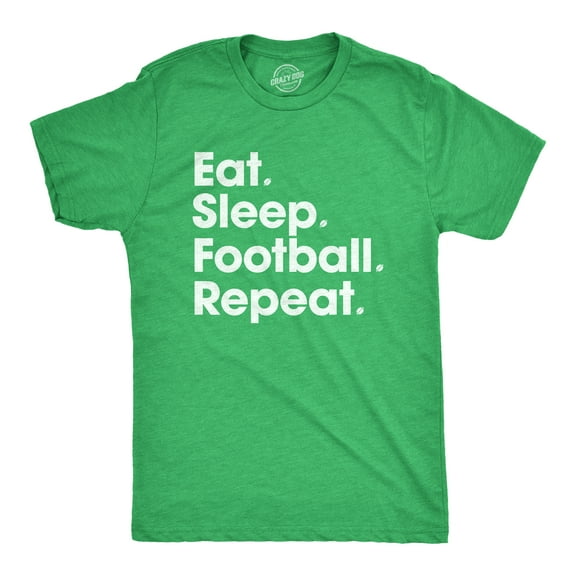 Mens Eat Sleep Football Repeat T Shirt Funny Foot Ball Hilarious Game Day Cool Top Graphic Tees