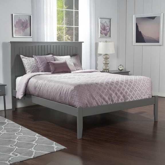 Bowery Hill Modern Wood King Platform Bed with USB Charging Station in Gray