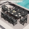 thumbnail image 5 of SERWALL 9-Piece Outdoor Dining Set with Expandable Patio Dining Table and 8 Chairs, 60–83 Inch All-Weather HDPE Patio Furniture Sets for Backyard, Garden, Deck, Poolside - Black, 5 of 7