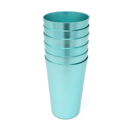 Aluminum Tumbler Reusable 18 OZ Drinking Cups - Bright Anodized Color - Set of 6 - Mint