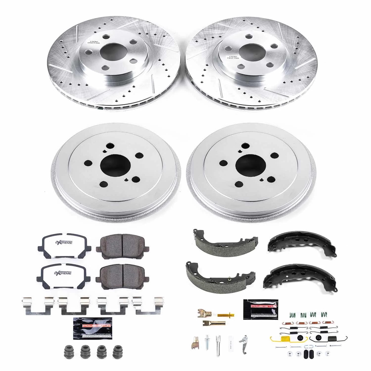 PowerStop Front and Rear Z26 Street Warrior Brake Pad Rotor Drum and Shoe Kit Fits: TOYOTA Select Models K15200DK-26