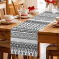 thumbnail image 5 of Grey White Boho Table Runner - 70 Inch Long Vintage Ethnic Tribe Abstract Art Cotton and Linen Blended Dress Scarves Farmhouse Table Runner for Kitchen Dining, Coffee Table, 13" x 70", 5 of 8