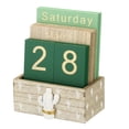 thumbnail image 3 of Unique Bargains Vintage Wood Block Perpetual Calendar, Wooden Month Week Date Display Blocks for Desk Style 2, Brown, 3 of 5