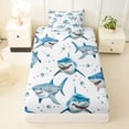 thumbnail image 3 of Feelyou Blue Cartoon Shark Twin Sheet Sets for Kids Boys Girls, Kawaii Ocean Wildlife Bedding, 3-Piece, 3 of 5