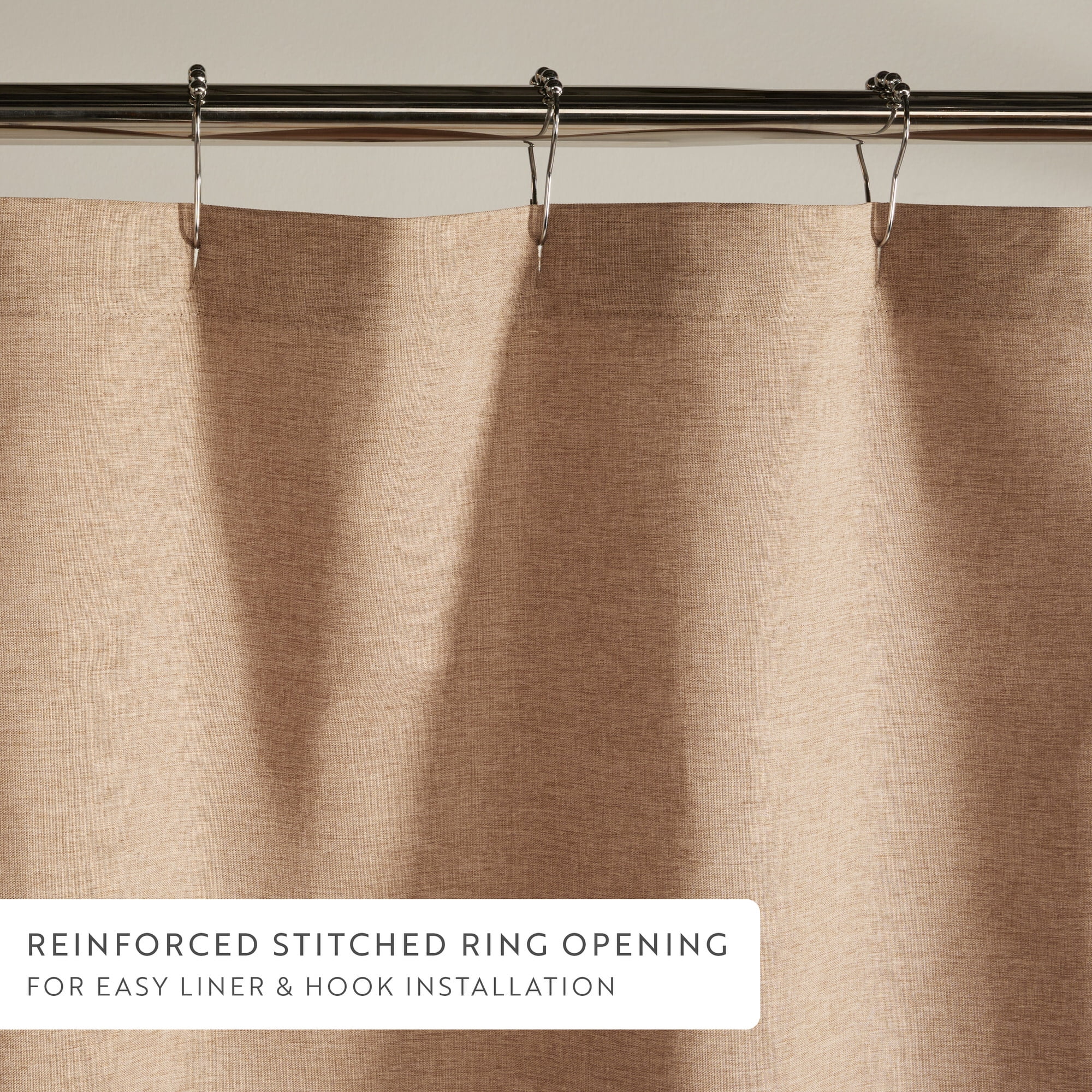 Linen-Look Polyester Shower Curtain in Essential Colors