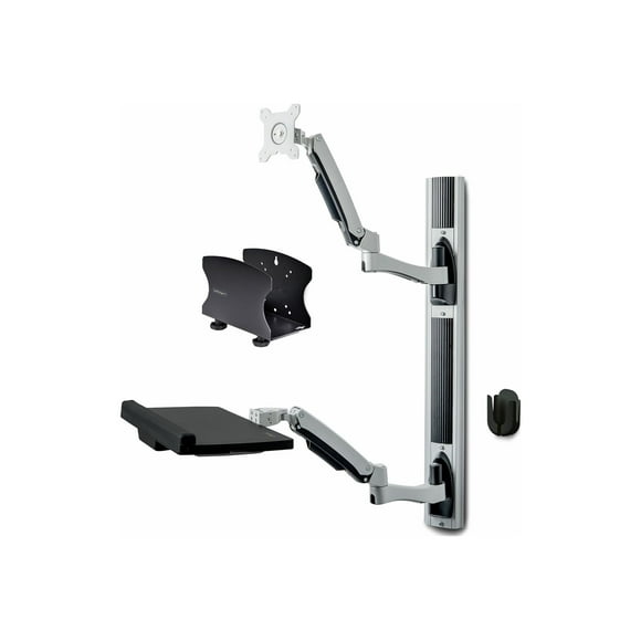 StarTech.com Wall Mount Workstation, VESA Mount For 32" Monitors (22lb/10kg), Fully Articulating Arms For Single Monitor Mount & Keyboard Tray, Includes Desktop Computer/PC Bracket - Ergonomic Standing Desk (2PASTSC-WALL-MOUNT) - Mounting kit - workstation - for flat panel - aluminum, steel - black - screen size: up to 27" / 32" (ultra-wide) - wall-mountable - TAA Compliant