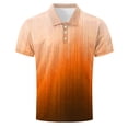 thumbnail image 4 of Men's Casual Shirts Gradient Summer Short Sleeve Contrast Collar Buttoned Tee Polo Shirt with Pocket Business Shirts Orange XL, 4 of 5