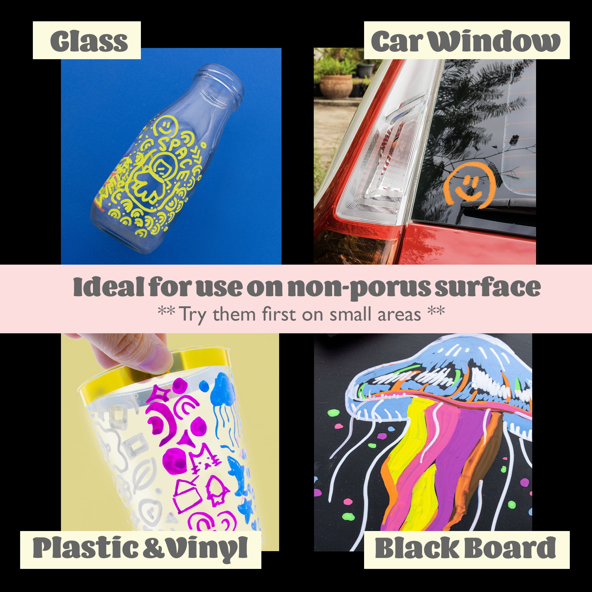 BAZIC Liquid Chalk Markers, 8 Colors Set, Erasable Chalkboard Markers, Reversible Tip for Chalkboards Blackboard Signs Windows Glass, 288-Pack