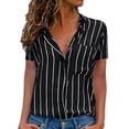 thumbnail image 1 of MAWCLOS Chemises pour Femmes Col à Revers Manches Courtes Blouse Boutonnée Tunique Noire S, 1 of 2